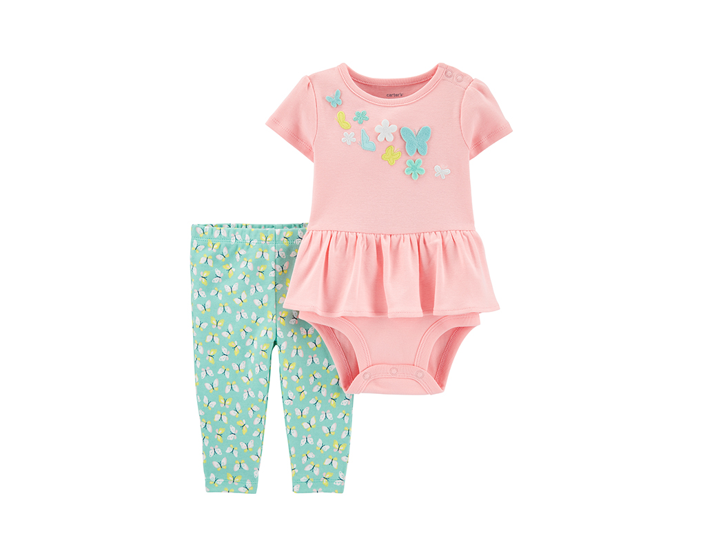 Carter's Baby Girl 2-Piece Butterfly Peplum Bodysuit Pant Set - Cinderella