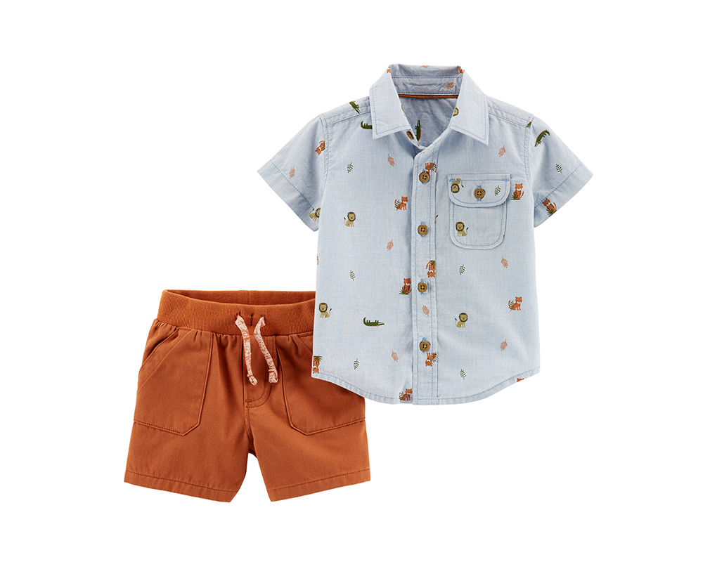 BAOBAOLAI Baby Boys Plaids Polo Shirt with Elastic Shorts Pants Set